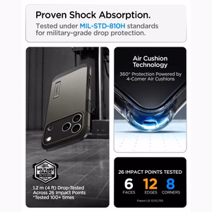 Spigen Tough Armor T MagSafe dėklas, skirtas iPhone 17 Pro Max / 18 Pro Max, grafito spalvos