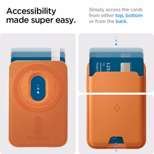 Spigen Valentinus magnetinis „MagSafe“ kortelių dėklas telefonui – oranžinis