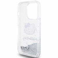 Hello Kitty Liquid Glitter Charms Kitty Head dėklas telefonui iPhone 14 Pro Max - sidabrinė