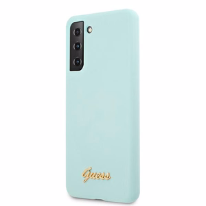 Guess GUHCS21MLSLMGLB S21+ G996 синий/синий жёсткий чехол Silicone Script Metal Logo