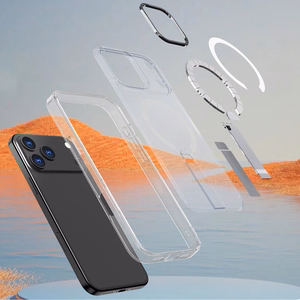 Hybrid Armor X dėklas telefonui iPhone 17 Pro Max su stovu, suderinamas su MagSafe - permatomas