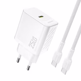 Dudao A27CEU PD 25W GaN SB-C Wall Įkroviklis with USB-C Laidas - Baltas