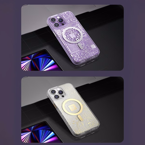Kingxbar PQY Geek Series magnetinis dėklas telefonui iPhone 14 Pro Max MagSafe sidabrinis