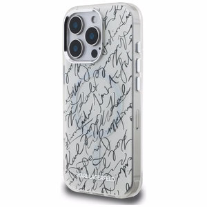 Karl Lagerfeld IML Karl Script raštas Magnetinis dėklas telefonui iPhone 16 Pro - baltas