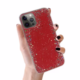 Skaidrus dėklas telefonui Iphone 12 Pro Max Raudonas