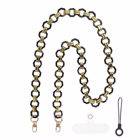 Telefono raištis 0809 juodas-auksinis