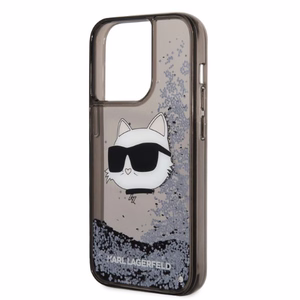 Karl Lagerfeld KLHCP14LLNCHCK iPhone 14 Pro 6.1" juodas/juodas kietas dėklas Blizgučiai Choupette galva