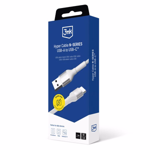 3mk Hyper Cable N-SERIES USB-A / USB-C 1m 9V/2A 18W laidas - baltas