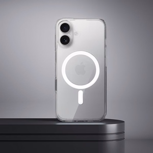 „Clear Mag Cover Elite STR“ dėklas, skirtas „iPhone 17 Pro / 18 Pro“, suderinamas su „MagSafe“, iš negelstančios medžiagos, su „Camera Control“ mygtuku – skaidrus