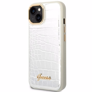 Guess GUHCP14SHGCRHS iPhone 14 6.1 "sidabrinis kietas dėklas Croco kolekcija