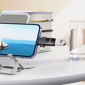 Adapteris OTG 2in1 USB C / Lightning į USB A Hoco UA17 juodas