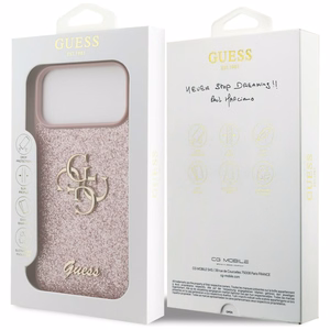Guess Fixed Glitter Big 4G dėklas, skirtas iPhone 18 Pro Max / 17 Pro Max, rožinis