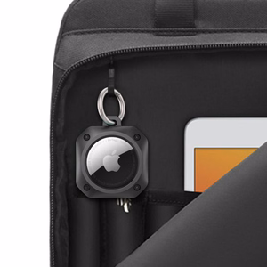 Tech-Protect Rough Pro dėklas Apple AirTag su žiedu - juodas