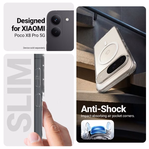 Crong Hybrid Clear Magnetic MagSafe dėklas, skirtas Xiaomi POCO X8 Pro 5G, skaidrus