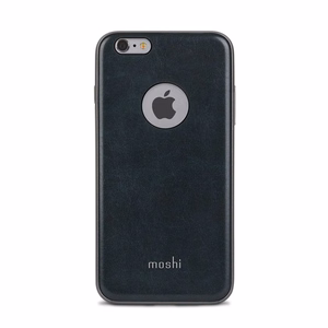 Moshi iGlaze Napa hibridinis dėklas veganiškos odos nugarėle, skirtas iPhone 6s Plus / 6 Plus, „Midnight Blue“ spalvos