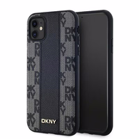 DKNY Odinis langeliais raštuotas magnetinis dėklas iPhone 11 / Xr - juodas