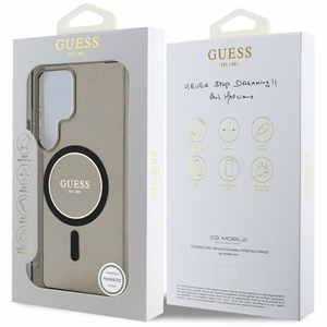 Guess Glitter Circle Classic Logo Magnetinis dėklas telefonui Samsung Galaxy S25 Ultra juodas