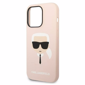 Karl Lagerfeld KLHMP14LSLKHLP iPhone 14 Pro 6.1 "kietas dėklas šviesiai rožinis / šviesiai rožinis Silikoninis Karlo Galva Magsafe