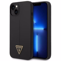 Guess GUHCP14SSLTGK iPhone 14 6.1" juodas silikoninis dėklas telefonui su trikampio dizainu