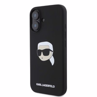 Karl Lagerfeld silikoninis dėklas telefonui Karl Head Print Magnetinis iPhone 16 - juodas
