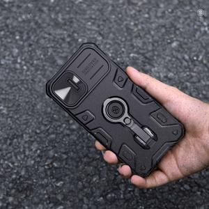 Nillkin CamShield Armor Pro Magnetinis dėklas iPhone 14 Plus Magnetinis MagSafe dėklas su kameros apsauga mėlynas