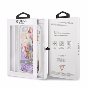 Чехол Guess Flower Liquid Glitter для iPhone SE 2022 / SE 2020 / 7 / 8 - фиолетовый