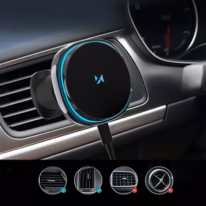Wozinsky WCT5-Q6S2Y Car Holder with Qi/MagSafe 15W Inductive Charger for Ventilation Grill with Fan - Black