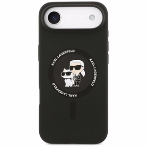 Karl Lagerfeld silikoninis Karl&Choupette žiedas Magnetinis dėklas telefonui iPhone 17 Air - juodas