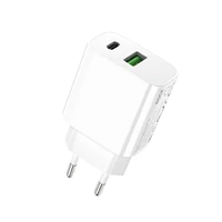 Rock sieninis įkroviklis T43 - USB + Type C - QC 3.0 PD 20W 3A baltas