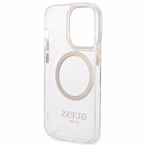 Guess GUHMP14XHTRMD iPhone 14 Pro Max 6.7 "auksinis / auksinis kietas dėklas Metalinis kontūras Magnetinis