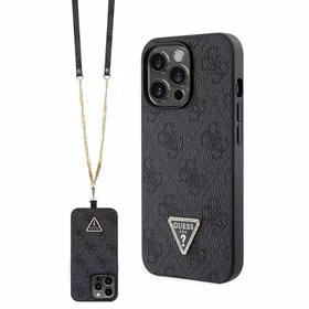 Guess GUHCP13LP4TDSCPK dėklas iPhone 13 Pro / 13 - juodas kryžminis 4G metalinis logotipas