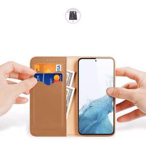 Dux Ducis Hivo dėklas Samsung Galaxy S23+ atverčiamas dėklas su pinigine ir RFID apsauga rudas