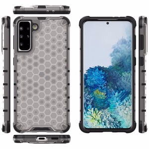 Korinio dizaino dėklas šarvuotas dangtis su geliniu rėmeliu Samsung Galaxy S22 + (S22 Plus) skaidrus
