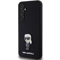 Karl Lagerfeld silikoninis Ikonik Metal Pin dėklas telefonui Samsung Galaxy S23 FE - juodas