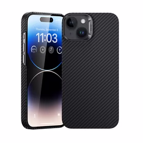 Benks Magnetinis Armor Air Kevlar dėklas telefonui iPhone 15 Plus su metaliniu rėmu 600D (m) - juodas