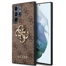 Guess 4G Big Metal Logo dėklas Samsung Galaxy S22 Ultra - rudas