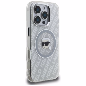 Karl Lagerfeld IML Karl Head Logo MagSafe dėklas iPhone 16 Pro - pilkas