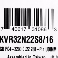 Kingston Technology KVR32N22S8/16 atminties modulis 16 GB 1 x 16 GB DDR4 3200 MHz