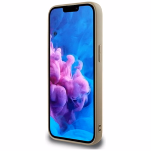 Guess Grained Triangle MagSafe dėklas telefonui iPhone 16e - ruda