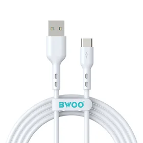 BWOO kabelis USB - USB-C 2m 3A baltas