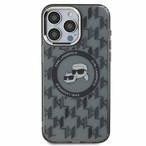Karl Lagerfeld IML Monograma Karl & Choupette Galva Magnetinis Dėklas telefonui iPhone 15 Pro - juodas