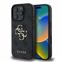 Guess 4G Didelis logotipo dėklas telefonui iPhone 16 Pro - juodas