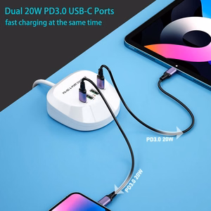 Kelioninis įkroviklis T3P+ - 2xType C + 2xUSB - QC + PD 40W baltas