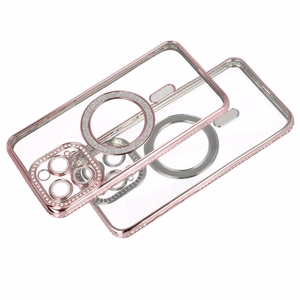Bling Magnetinis dėklas telefonui Iphone 12 Pro rožinis