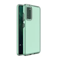 Spring Case (m) su skaidriu TPU gel apsauginiu dėklu su spalvotu rėmeliu Samsung Galaxy A72 4G - mėtinai žalias