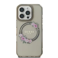 Guess GUHMP16XHFWFCK iPhone 16 Pro Max 6.9" juodas/juodas kietas dėklas IML Flowers Wreath Magnetinis