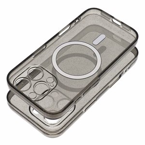 CLEAR MAG COVER dėklas su kameros apsauga, suderinamas su Magnetiniu IPHONE 14 Pro Max juodas blizgus
