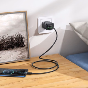 Įkroviklis telefonui Hoco 2 x USB C + 2 x USB A QC3.0 PD 3A 30W + kabelis USB C į USB C N56 juodas