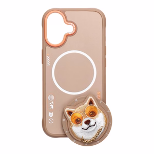 NIMMY dėklas GLASSES COOL DOG suderinamas su MagSafe IPHONE 17 smėlio