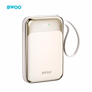 BWOO PD 20W 10000 mAh Išorinė baterija With Usb-c Laidas and Ekranas P80 auksinis